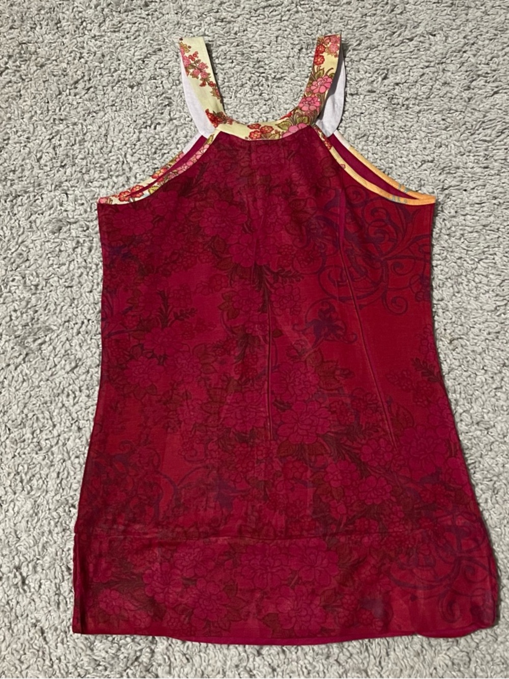 Vintage Daytrip Burgundy Floral Multi-Panel Halter Y2K Tank - Picture 4 of 6